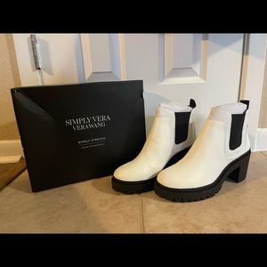 Vera Wang crested white boots